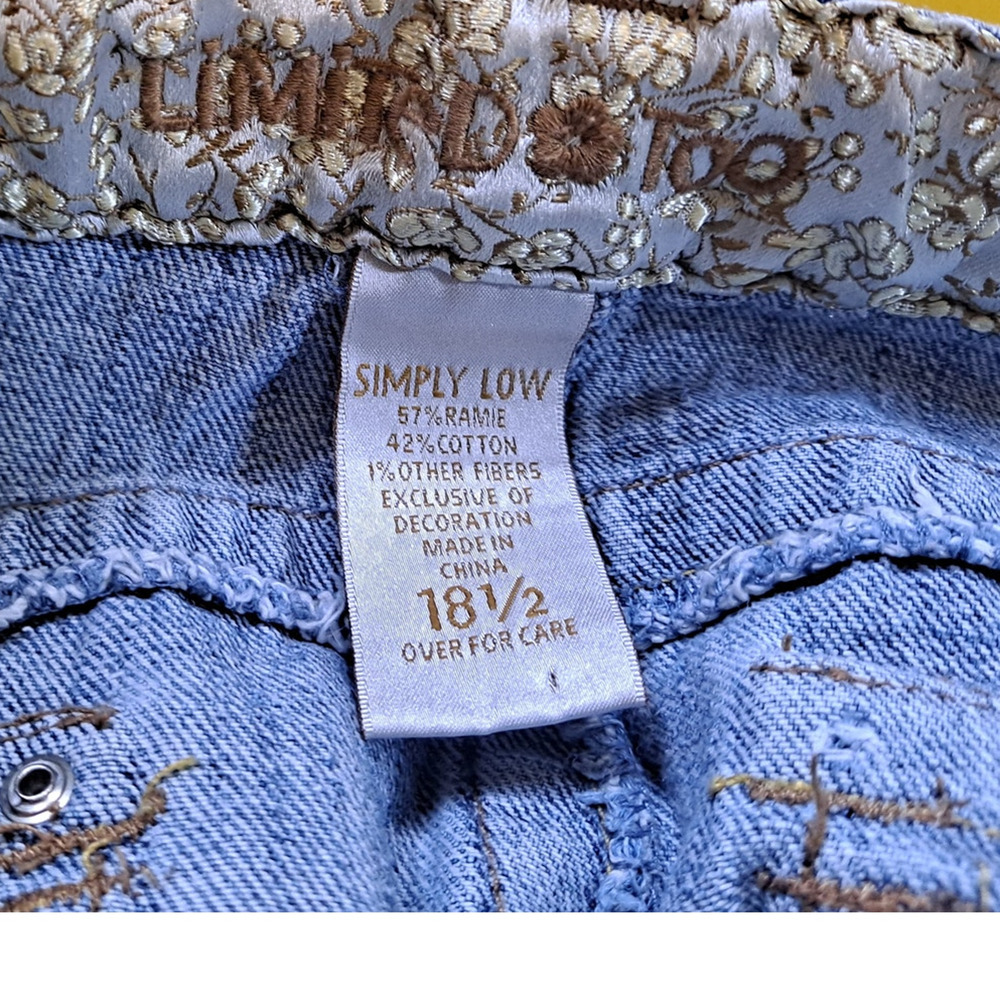 Limited Too Simply Low Distressed Patched Jeans Size 18 1/2 View 3
